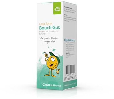 Casa Sana Bauch Gut, 30 ml Tropfen – Pflanzliches Nahrungsergänzungsmittel in Apothekenqualität für Kinder und Säuglinge. Mit Fenchel, Kamille und Kümmel, ohne Alkohol und vegan