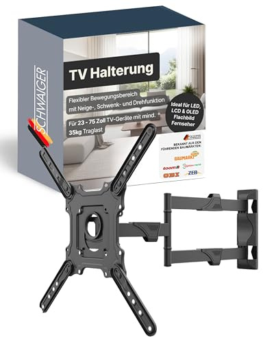SCHWAIGER 9420 Supporto da parete per TV 23-75 pollici Supporto per TV inclinabile, girevole max. 35 kg max. standard VESA 400x400 nero incl. accessori di montaggio