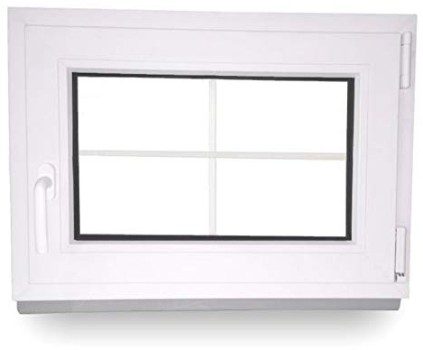 JeCo Sprossenfenster Kellerfenster Garagenfenster - BxH:800 x 600 mm - DIN Rechts - 2-Fach Verglasung - 60 mm Profil