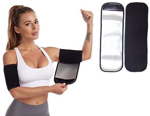 DKDDSSS 2 Stücke Sauna Armbandage, Einstellbare Arm Gürtel, Arm Fitness, Arm Bands, Elastische Arm für Sport Fitness Damen Herren Schwarz