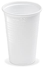 Vasos de plástico LogiPack GeRo: vasos con marca de calibración de 0,2 l | Vasos desechables de plástico duro (PP), transparentes | Vasos para cerveza y fiestas: vasos de plástico