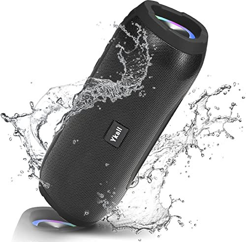 Ykall Bluetooth Speaker 20W, Portable Bluetooth Speaker Wireless with FM Radio, HD Stereo 36-Hours Playtime, IPX6 Waterproof, Wireless Stereo Pairing, With RGB Lights for Outdoor, Travel, Home