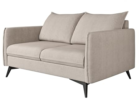 S-Style Möbel Nina Sofa 2-Sitzer Sofa für Wohnzimmer Couch Freistehende Polster Sofas & Couches Couchgarnitur Mit Schwarzen Metallfüßen Beige 138 x 91 x 86 cm