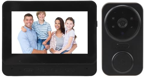 Dörrklocka Trådlös, Visual Intercom Dörrklocka Trådlös Videodörrklocka för Inomhusövervakning Utomhus, Infraröd Nattseende, 2,4 GHz WiFi, 2-vägs Röst, 1080P Vidvinkelobjektiv