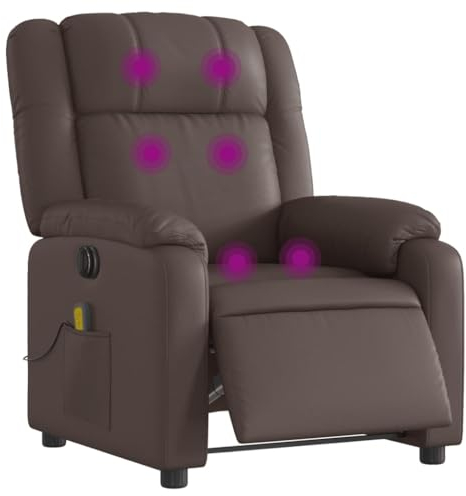 vidaXL Massagesessel Elektrisch, Sessel Verstellbare Rückenlehne Fußteil, Fernsehsessel Relaxsessel mit Liegefunktion, Liegesessel Polstersessel Ruhesessel, Braun Kunstleder