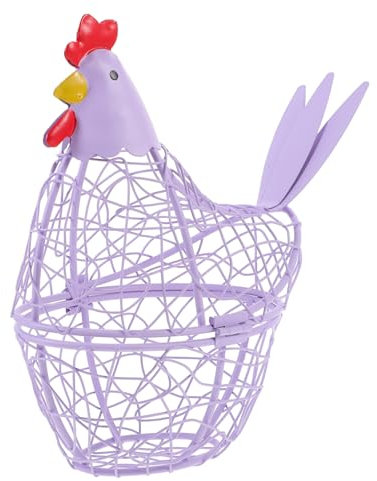Ciieeo Metal Wire Chicken Shaped Egg Basket Large Capacity Storage Holder for Eggs Garlic Onion Vegetables Kitchen Household Home Decor