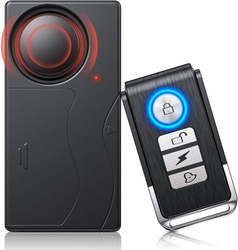 ZEXMTE Alarme de voiture - 110 dB - Alarme vibrante sans fil - Avec télécommande - 10 niveaux de sensibilité réglable - Alarme de vélo antivol - Pour voiture, vélo, fenêtre, porte, moto