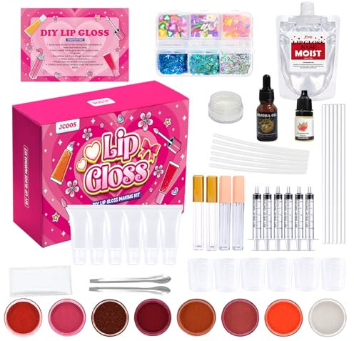 Lipgloss Selber Machen, JUYRLE Lippenstift Making Kit, Ungiftig Kreative Basteln Erwachsene DIY Herstellung Lip Gloss Set, Lustiges Kosmetik Make up Geburtstag Geschenk für Mädchen/Frauen/Kinder