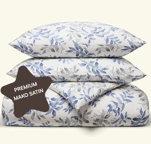 Amqua Satin Bed Linen 155 x 220 cm Floral Pattern 80 x 80 cm Pillowcase Floral Bed Linen Satin Bed Linen 155 x 220 cm Like Silk Bed Linen or Egyptian Cotton Bed Linen 135 x 200 cm Pattern Satin Bed