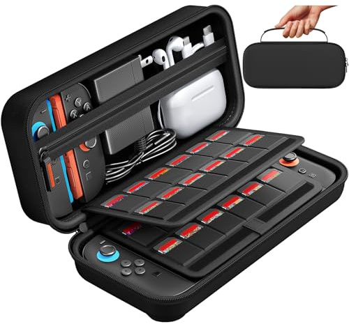 daydayup Tasche Kompatibel mit Nintendo Switch 2-Konsole, Harte Tragetasche Hülle Case für die Nintendo Switch 2, Schutzhülle mit Aufbewahrung für 20 Spiele, Konsole & Zubehör - Schwarz