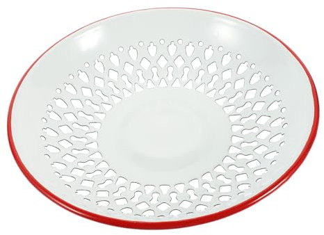 PRETYZOOM Colino Per Frutta Smaltato Rosso, Vassoio Scolapiatti Cavo Per Snack e Dessert, Contenitore Drenante Pratico Per Casa, Ufficio e Sala Riunioni