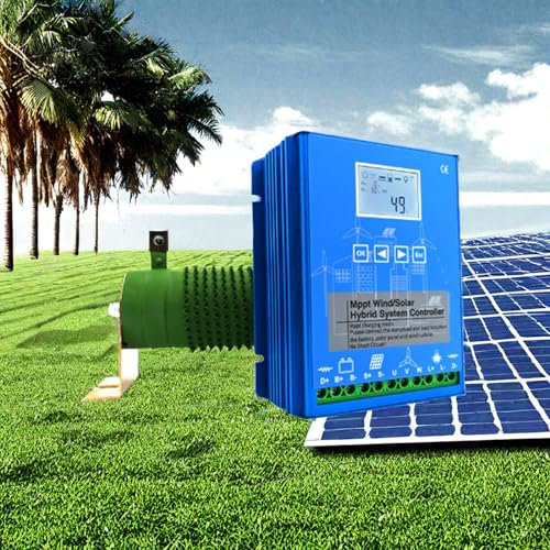 DRFGHK 12000 W Windturbine Freie Energie Windmühle mit vertikaler Achse, Windturbinengenerator MPPT Laderegler 12 V 24 V 48 V MPPT Wind Solar Hybrid Controller Solar Windkraftzubehör, 48 V