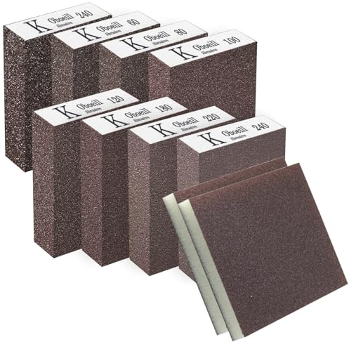 10 Stück Schleifschwämme, Schleifschwamm Holz Waschbar und Wiederverwendbar, 60/80/100/120/180/220/240/320 Körnung Schleifklotz Schmirgelpapier Set geeignet zum polieren von verschiedenen Materialien