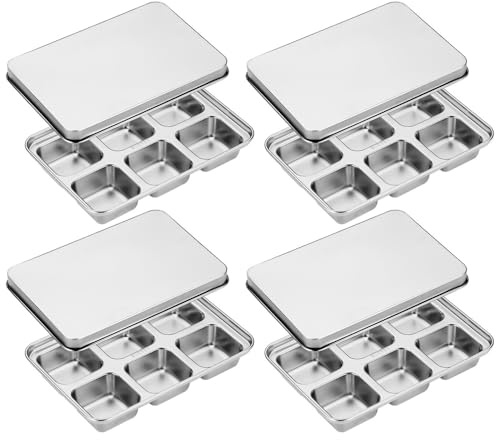 Eiswürfel Form Edelstahl, 1/4 Stück Wiederverwendbar Eiswürfelform, 6-Fach Groß Eiswürfelbehälter mit Deckel für Bars, Küchen, Cocktails, Gefrierschränke, Whisky-Getränke