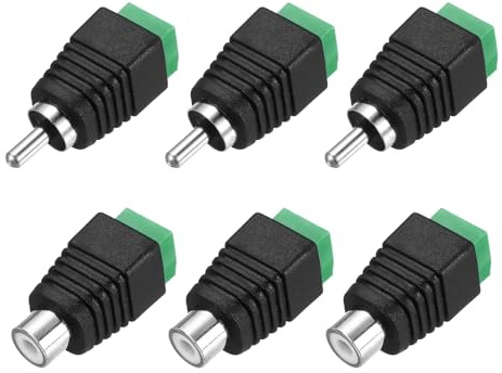 QUARKZMAN 6 Adattatori RCA Senza Saldatura, Cavo Audio/Video Altoparlante Spine RCA Maschio Femmina, Connettore A Morsetto, Nero