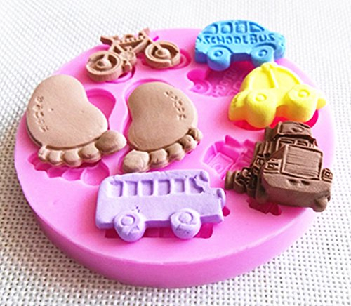 1250 Fußabdruck Auto Bus Motorrad Silikon Fondant Form Zuckerform Schokolade Form Kuchendekoration Form Küchengeschirr
