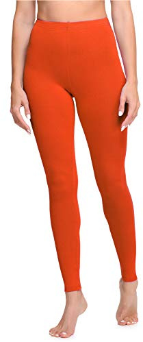 Ladeheid Damen Lange Leggings aus Baumwolle LA40-133 (Orange, L)