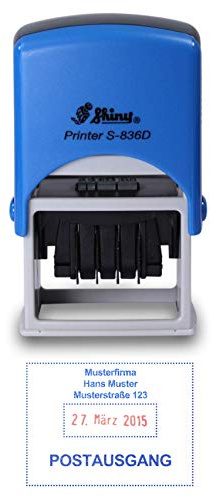 Personalisierbarer Datumstempel Shiny S-836D - Stempel mit eigenem Text und Datum selbst gestalten, 45 x 30 mm mit Datum bis 2032 für bis zu 6 Zeilen