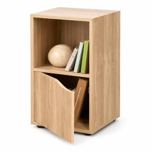 Saxony 2 Cubes Wooden small cube Storage unit wooden bookcase 1 door free standing Living Room, Home, Office Use Furniture to shelve dvd, books, magazines etc