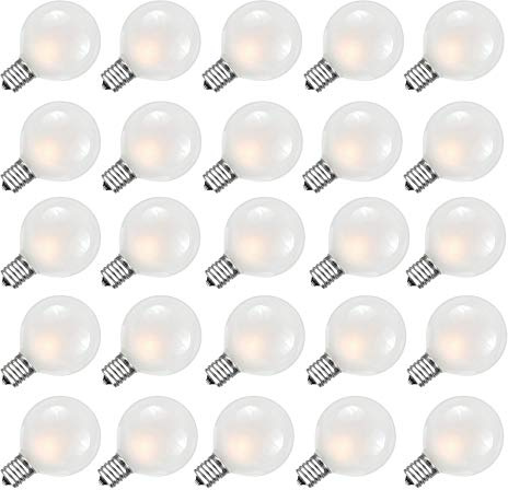 SUNSGNE G40 Globe Replacement Bulbs with Frosted White, 1.5 Inch -5 Watt -Screw Base -Fits E12 and C7 Sockets, 25 Pack