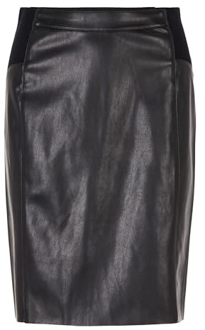 VERO MODA Damen Vmbuttersia Hw Coated Skirt Noos Rock, Black, L EU