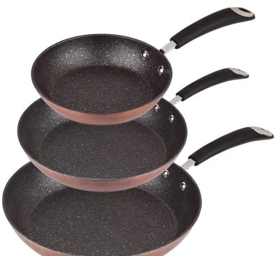 Set de sartenes color cobre- ø20/24/28 cms., aluminio forjado, mango revestido con silicona atérmica, inducción