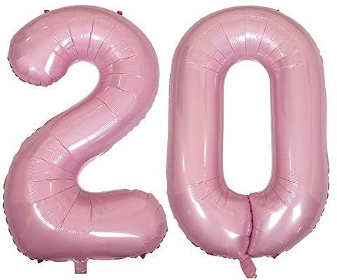 DIWULI Globos de Cumpleaños 20 Años XXL Rosa - Número 20