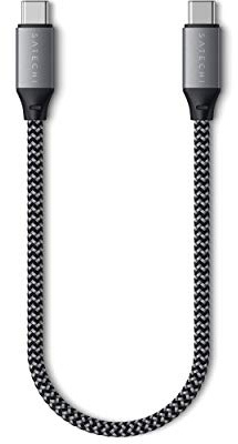 SATECHI USB-C Ladekabel, 100 W, 25 cm, geflochten | 480 Mbit/s Datenübertragung, für MacBook, Galaxy, iPad und weitere USB-C-Geräte