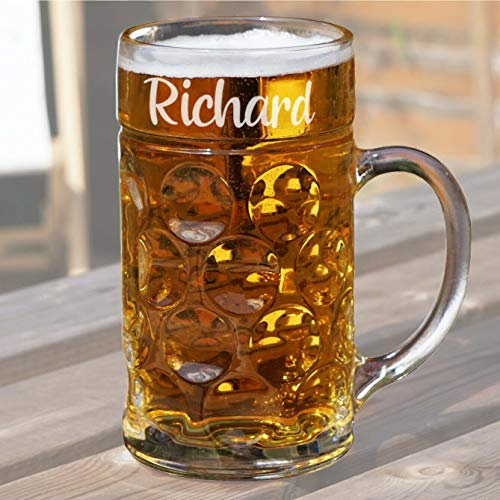 County Engraving Personalised Giant 1 Litre Glass Tankard, Any Name Engraved RH - Enter Your Own Custom Text
