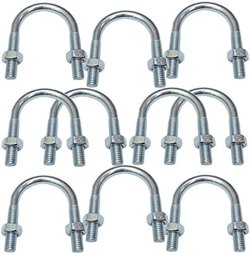 AERZETIX - C48538 - Satz von 10 U Bolzen und 20 muttern - bügelbolzen - bügelschraube M8-62x36mm - aus verzinktem kohlenstoffstahl - für rohrleitungen