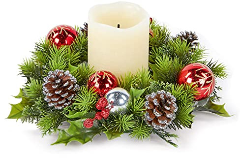 Weihnachtskranz, 30 cm, rote Kugel