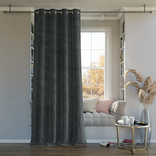 AmeliaHome Vorhang 140x250 cm 1 St. Ösenschal Cord Velvet Optik Duffy Anthrazit
