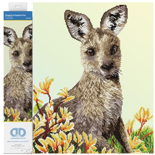 DIAMOND DOTZ DD10.057 - Original 5D Diamond Painting Set Känguru, Kreativset mit 14.524 Diamant Mosaiksteinen, Malset ca. 41x51 cm, Detailreiches DIY Komplettset für Erwachsene und Kinder ab 8 Jahren