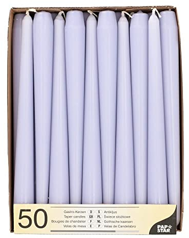 Papstar Leuchterkerzen Ø 2,2 cm, 25 cm flieder 89146 Spitzkerzen Stabkerzen Halterkerzen, 100 Stück