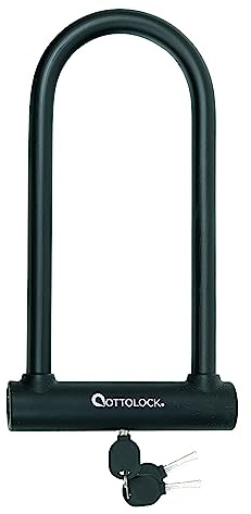 OTTOLOCK Sidekick XL Full-Size U-Lock - Heavy Duty Anti Theft Bicycle U-Lock with Keys, Silicone-Coated, Bike Accessories, Black