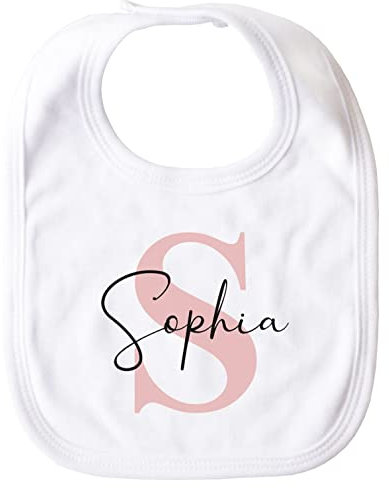 SpecialMe® personalisiertes Baby Lätzchen mit Namen Monogramm Anfangsbuchstabe Initiale Baumwolle Junge/Mädchen Weiss-rosa unisize