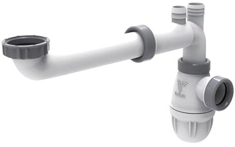 Valentin 6112 Tubulure Gain de Place 2 Lavabos, Blanc | Raccordement pour lavabo 2 vasques - Valentin