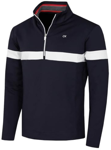 Calvin Klein Hombre Scale Rendimiento 1/2 Zip Golf suéter - Armada - M