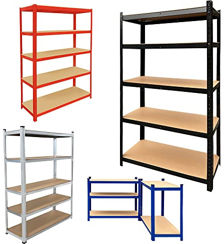 Heavy Duty 5 Tier Kitchen Shelving Unit for Garage Home Shop Shed Industrial Warehouse with Adjustable 58''High, 175kg Load Per Shelf Storage Rack Free Standing Units, Screw Free Installation