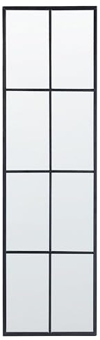 Beliani Miroir Mural Noir en Métal 38 x 132 cm en Forme de Fenêtre à 8 Carreaux Camon