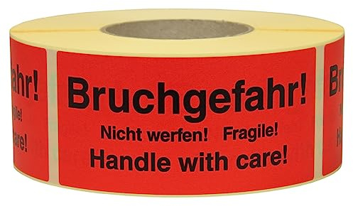 DENIOS Warn- und Hinweisetiketten, Bruchgefahr, 145 x 70 mm, aus Papier