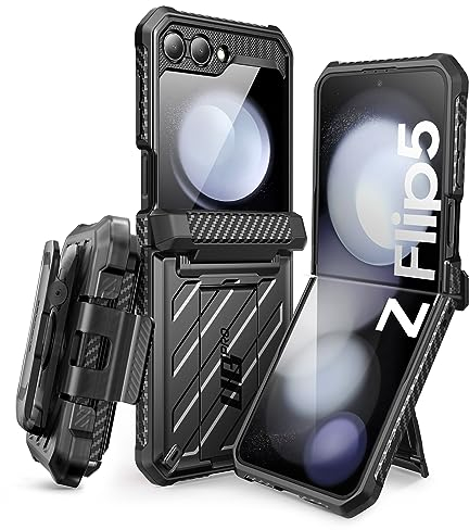 SUPCASE Unicorn Beetle Pro Series Hülle für Samsung Galaxy Z Flip 5 5G (2023), Ganzkörper Dual Layer Rugged Schutzhülle mit Holster (Schwarz)