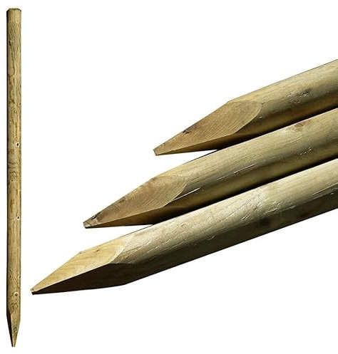 Premium Picket Garden Fencing Pales Timber Treated Wood Fencing Boards (3'' x 6ft) Rounded Top Planed And Smooth round top picket pales, fencing pales UK (10 Pack 1.5m (5ft) x 50mm Día)