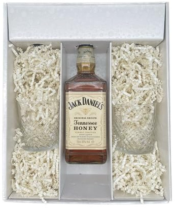 Coffret cadeau Blanc - Liqueur de Whisky - Jack Daniel's Honey - 2 Verres à whisky ARCOROC