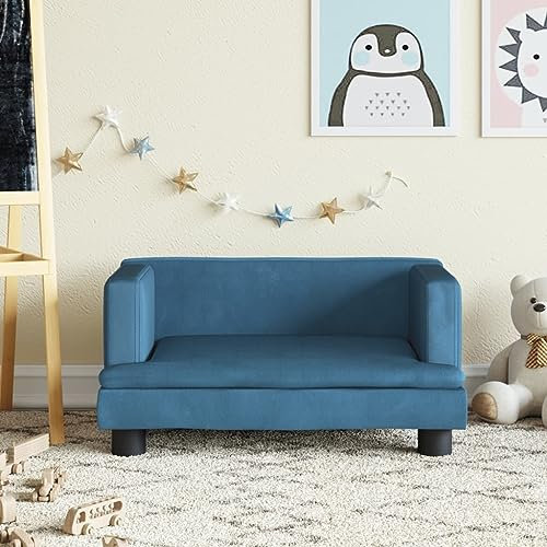 Festnight Kindersofa Blau Minisofa Kindercouch mit Schlaffunktion Kindersessel Schlafsofa Kinder Sofa Bettfunktion Schlafsessel 60 x 40 x 30 cm Samt für Kinderzimmer Kindermöbel