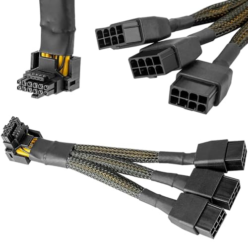 Xiatiaosann 16 AWG PCIE 5.0 12VHPWR 600W 3x8 pines a 16 pines (12+4 pines) Cable adaptador de suministro de ángulo recto de 90 grados para tarjeta gráfica RTX 4090 4080 3090TI 4070Ti (tipo A)