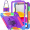 SEYMCY Kids Case for iPad (A16) 11th/10th Generation 2025 (11 inch)/2022 (10.9 inch), Full-body Shockproof with Screen Protector, Rotating Stand & Hand Strap, Carrying Strap, Pencil Holder, Purple