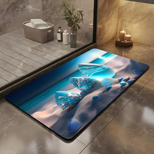 Olnamaro Tappeto Bagno Antiscivolo,Tappeti Bagno&Door Mat&Motivo in Pietra 3D,Tappeto Bagno Assorbente,Asciugare Rapidamente all'Aria e Decorare l'atmosfera (60x40CM, Pietra della Speranza)