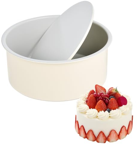 Guowall 6 inch Cake Pan with Removable Bottom Carbon Steel Round Shaped Cheesecake Tin Nonstick Chiffon Cake Mould for Baking - Cream Color