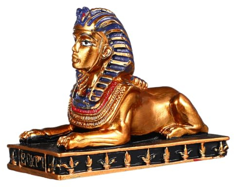 Cabilock Statua di Sfinge in Resina, Ornamento Antico Egizio da Tavolo | Riproduzione Antica, Finitura Liscia, Lavorazione Fine, per Casa e Ristorante, Colore Oro